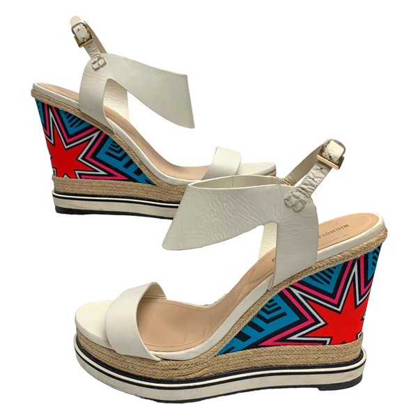 Nicholas Kirkwood Leather Star Print Platform Wedge‎ Sandals